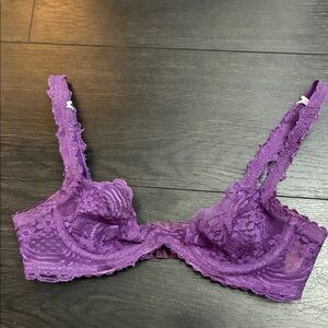 Lace Trim Purple Women's Bra